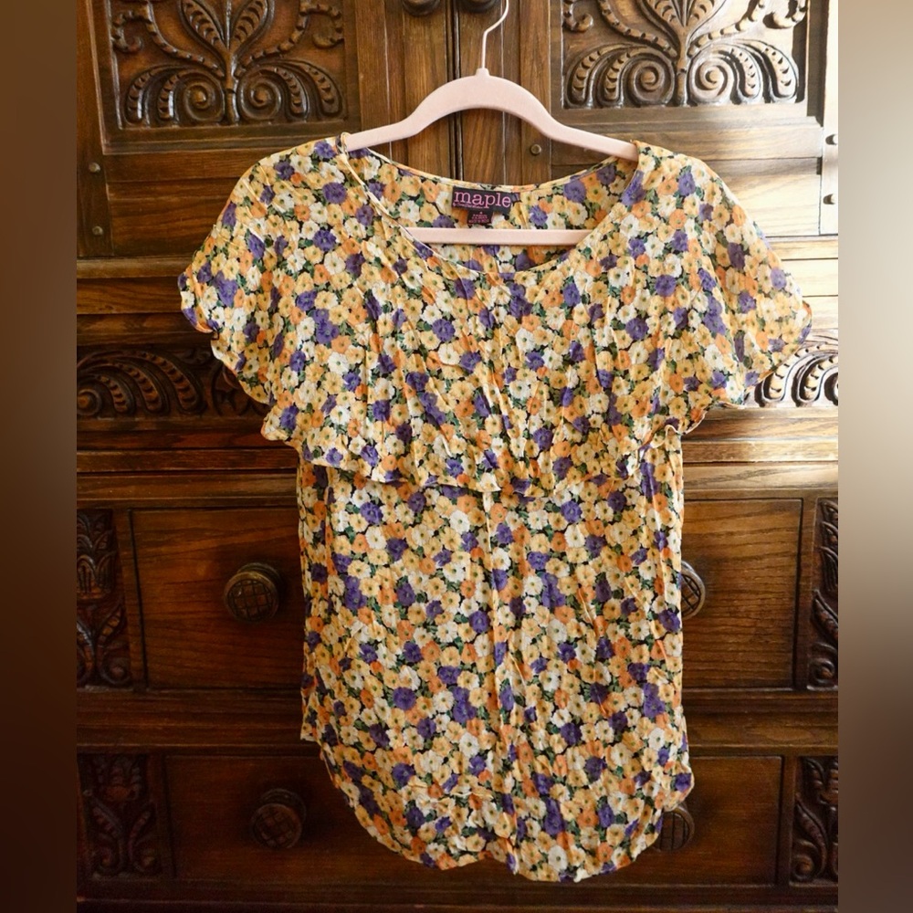 MAPLE BY SOME ODD RUBIES (ANTHRO BRAND) FLORAL SHEER BLOUSE SIZE 4